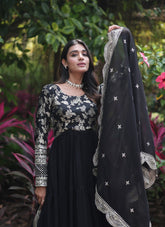 Alluring Looking Black Colour Gown